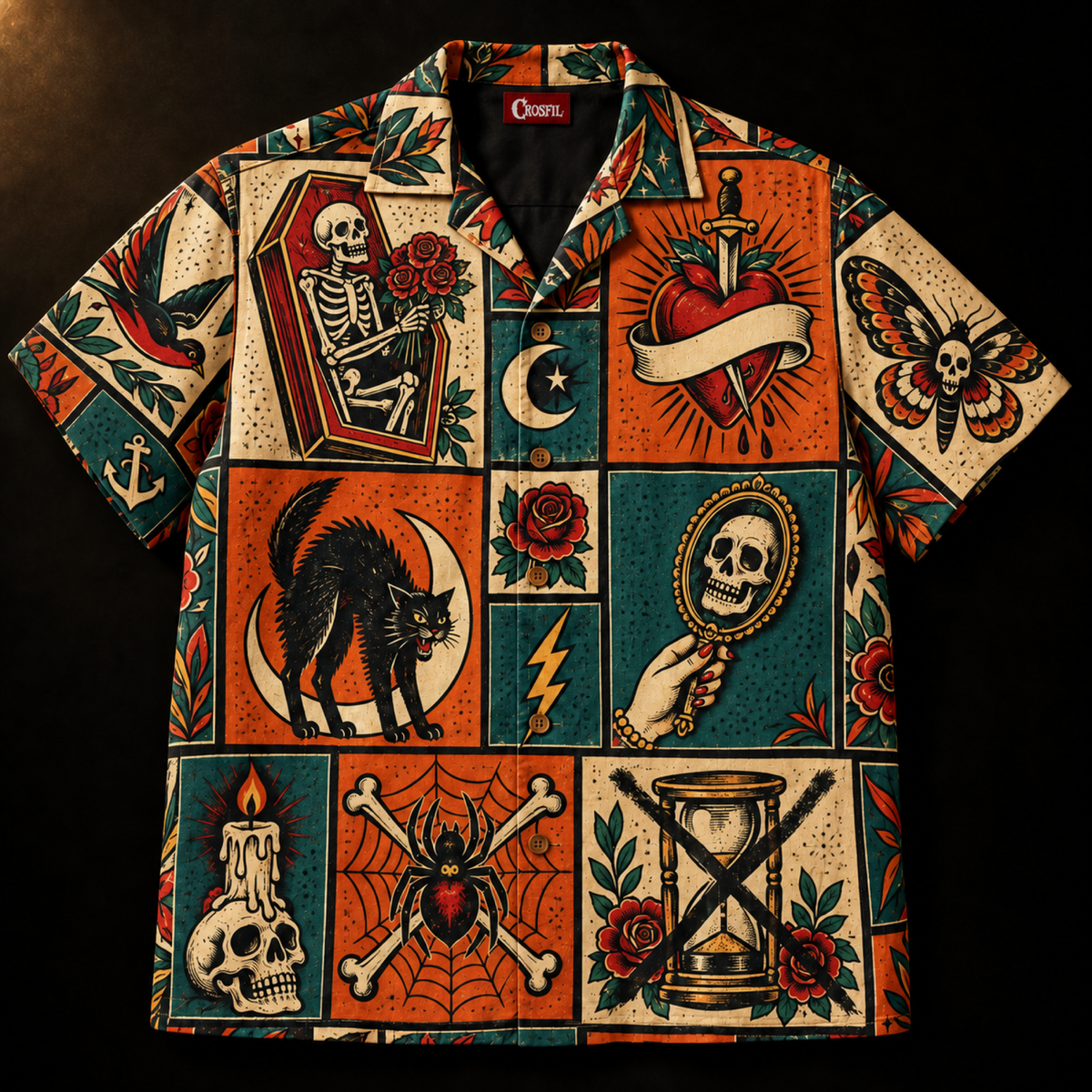 Flash Sheet No. 13 Hawaiian Shirt — Traditional Tattoo Print