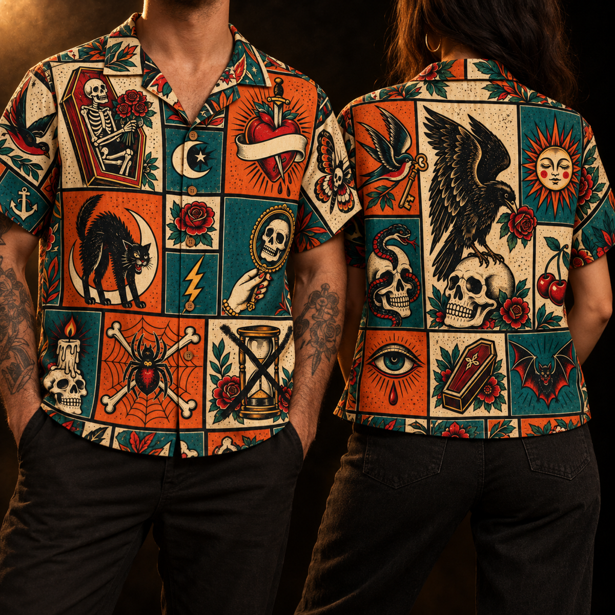 Flash Sheet No. 13 Hawaiian Shirt — Traditional Tattoo Print