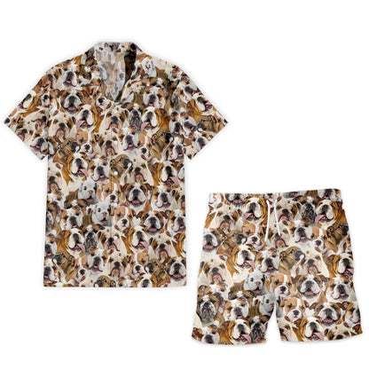 English Bulldog Full Face Hawaiian Shirt & Short