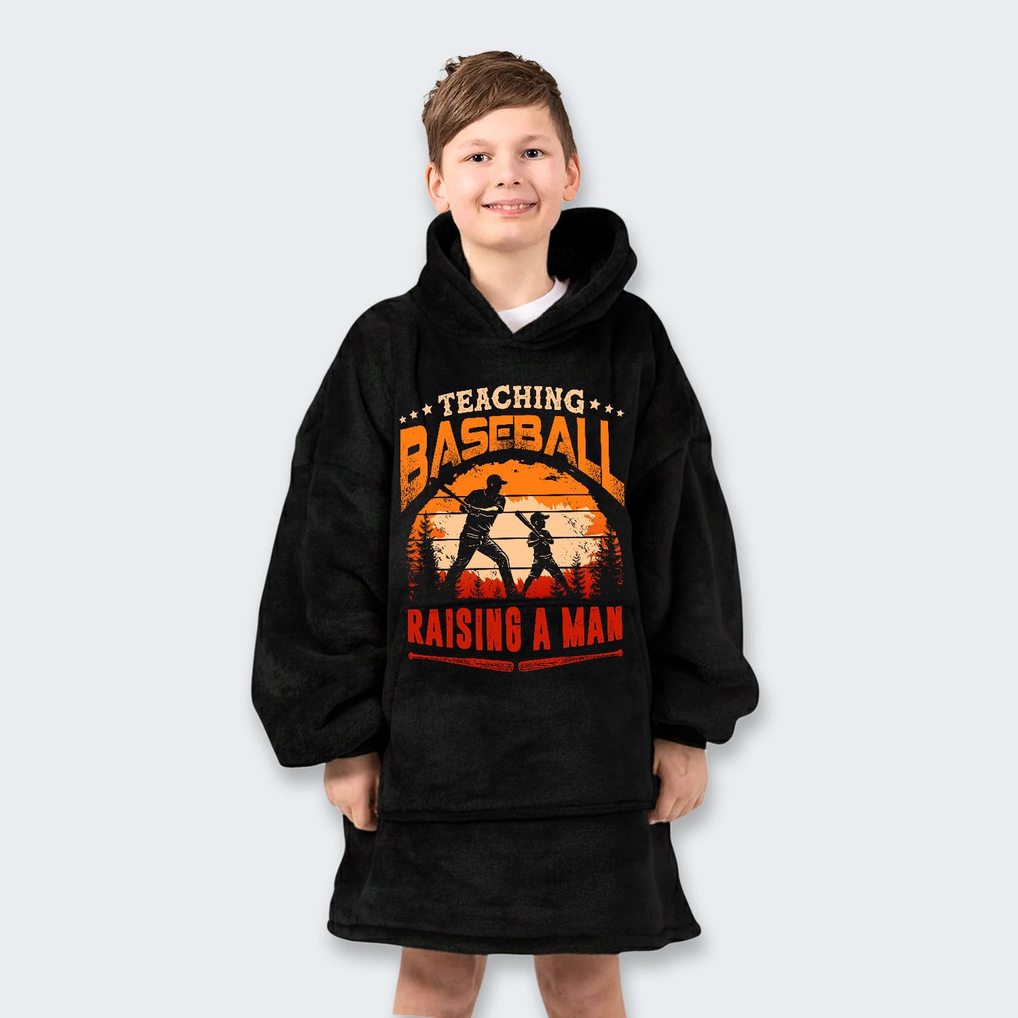 Teaching baseball. Raising a man. Hoodie Blanket 510126