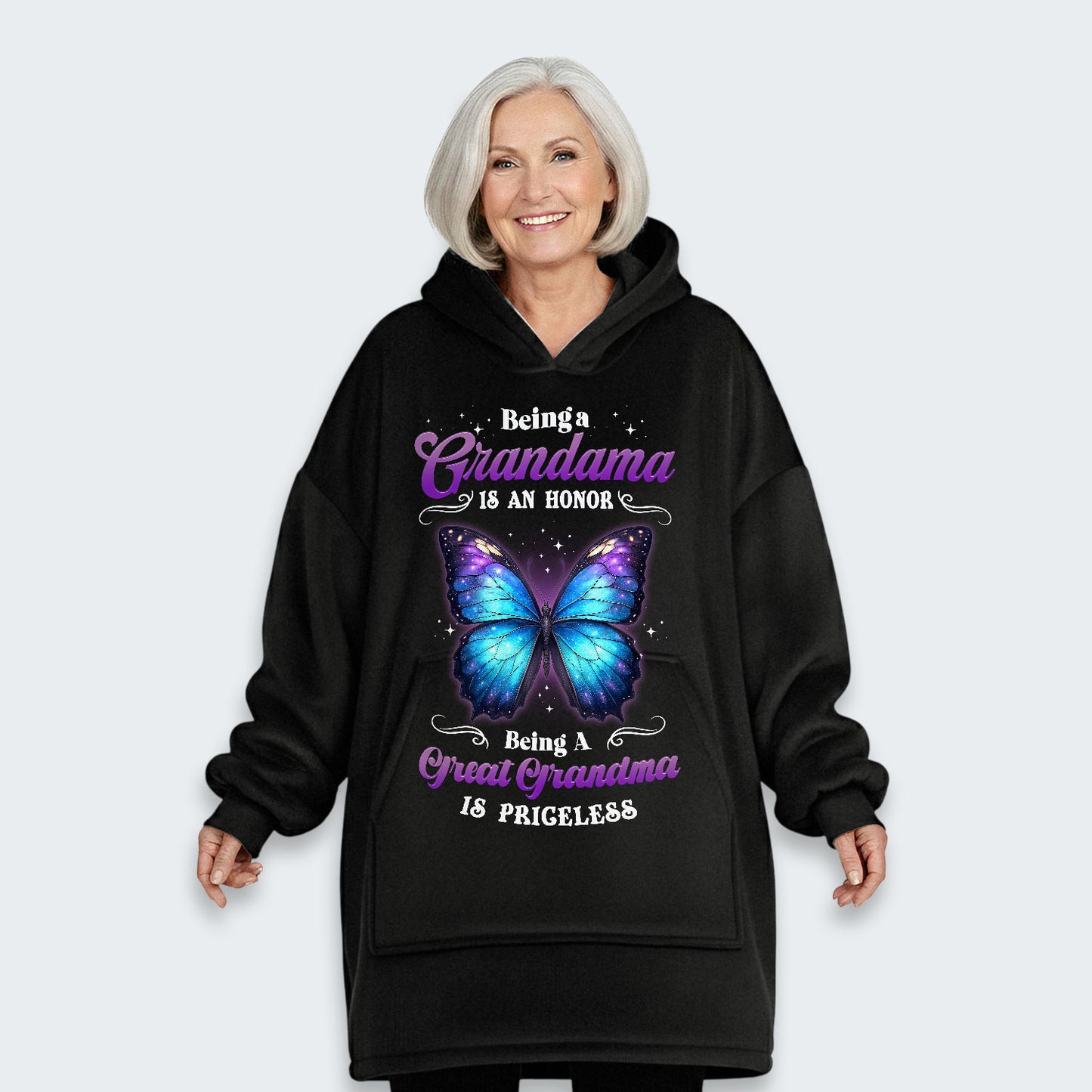 Being A Grandma Is An Honor Being A Great Grandma Is Priceless Hoodie Blanket 090126