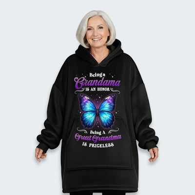 Being A Grandma Is An Honor Being A Great Grandma Is Priceless Hoodie Blanket 090126