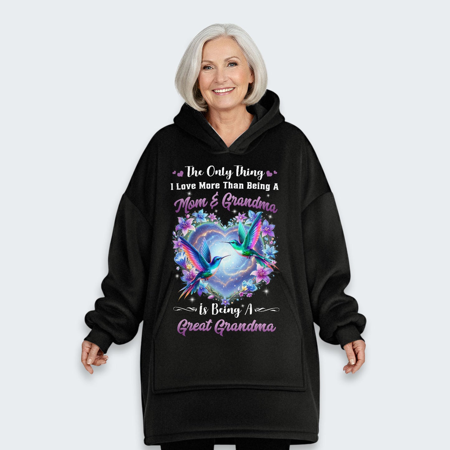 The Only Thing I Love More Than Being A Mom And Grandma Hoodie Blanket 100126