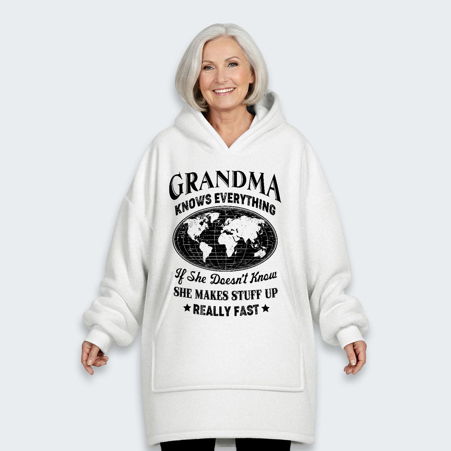 Grandma Knows Everything Hoodie Blanket 450126