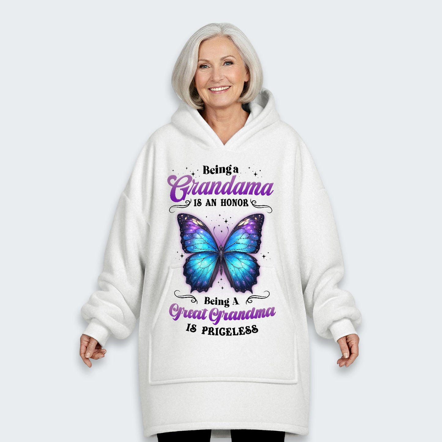 Being A Grandma Is An Honor Being A Great Grandma Is Priceless Hoodie Blanket 090126