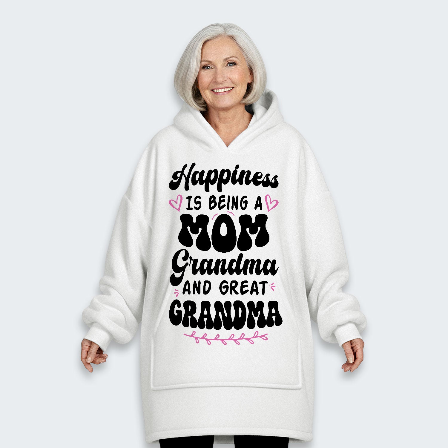 Happiness Is Being A Grandma Mom And Great Grandma Hoodie Blanket 070126