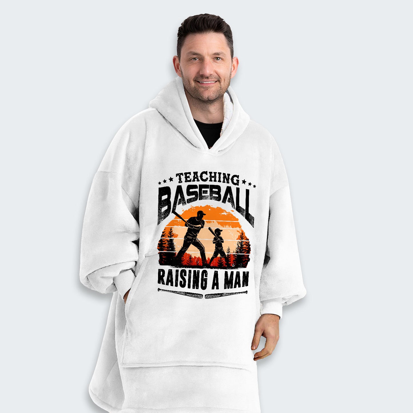 Teaching baseball. Raising a man. Hoodie Blanket 510126