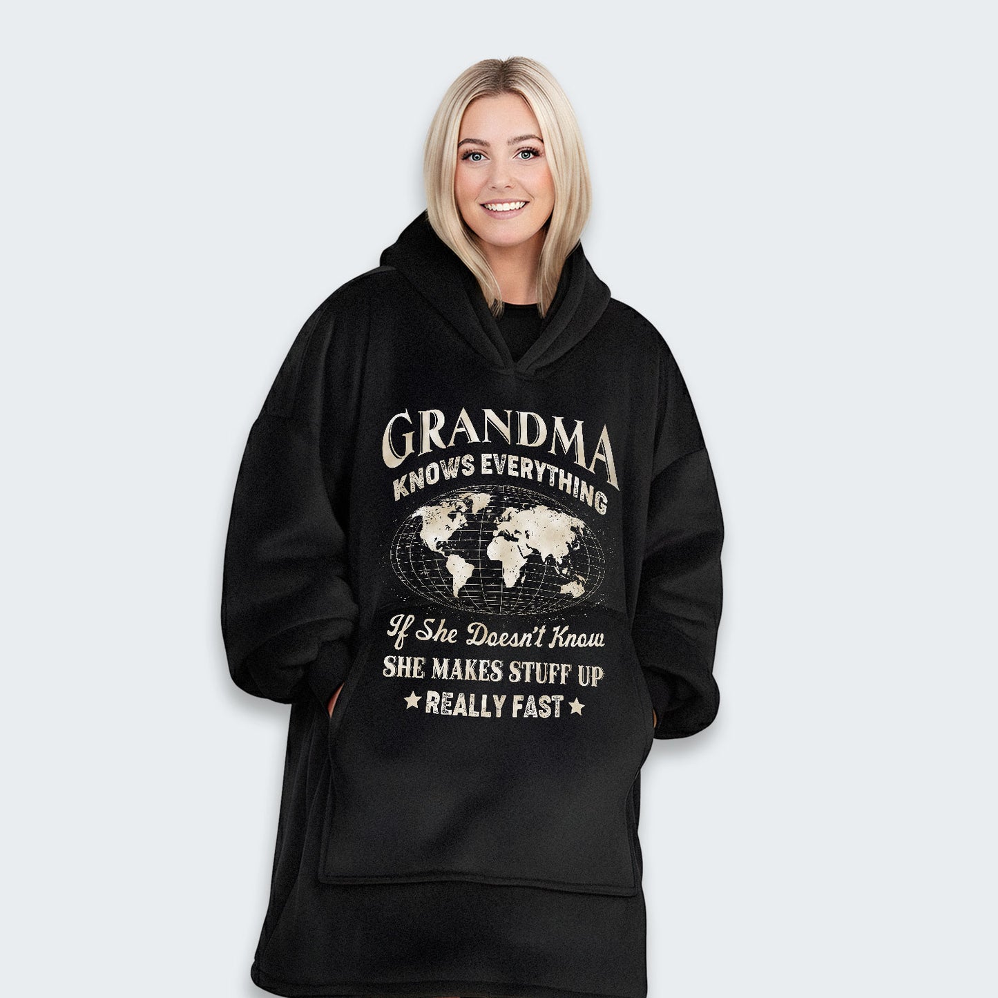 Grandma Knows Everything Hoodie Blanket 450126