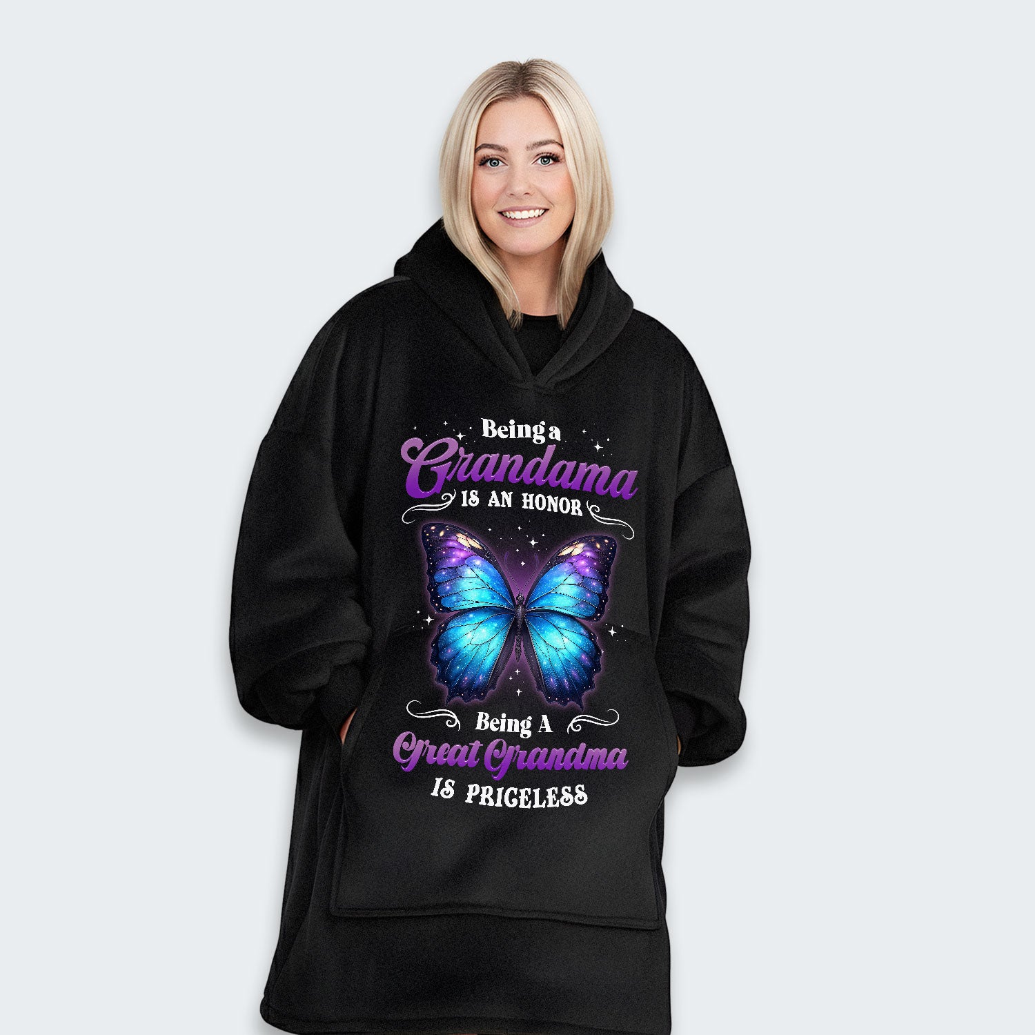 Being A Grandma Is An Honor Being A Great Grandma Is Priceless Hoodie Blanket 090126