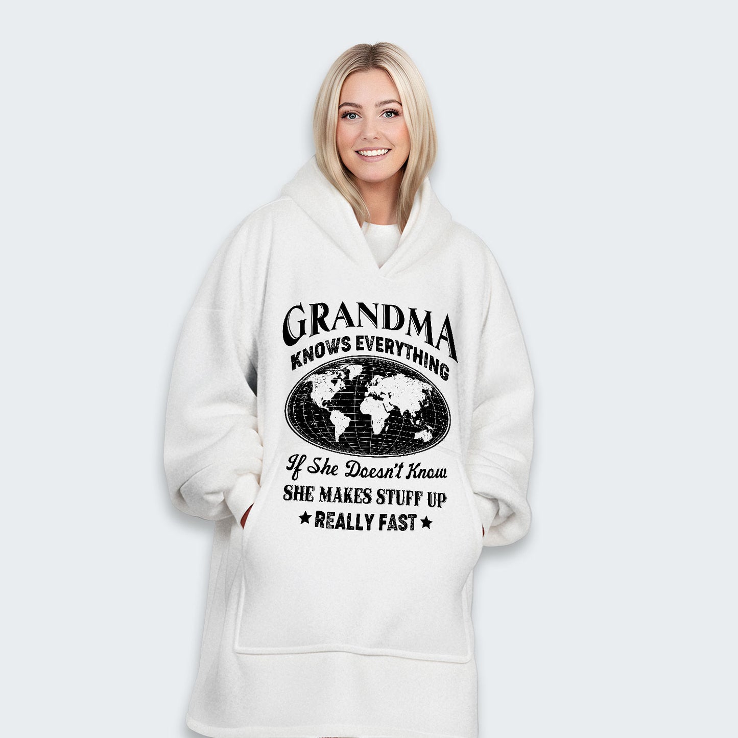 Grandma Knows Everything Hoodie Blanket 450126
