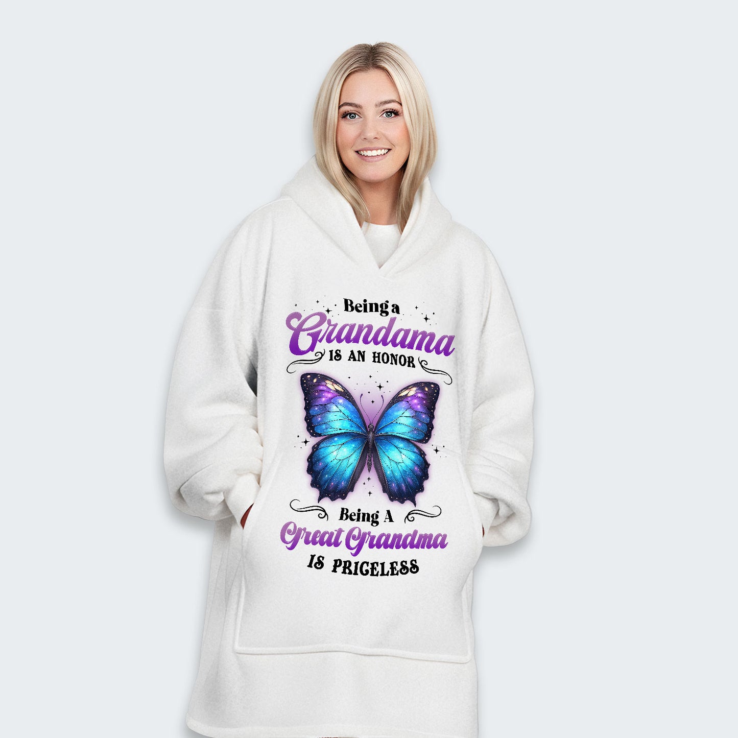 Being A Grandma Is An Honor Being A Great Grandma Is Priceless Hoodie Blanket 090126