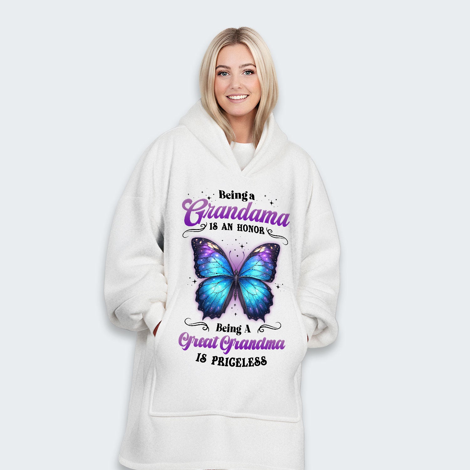 Being A Grandma Is An Honor Being A Great Grandma Is Priceless Hoodie Blanket 090126