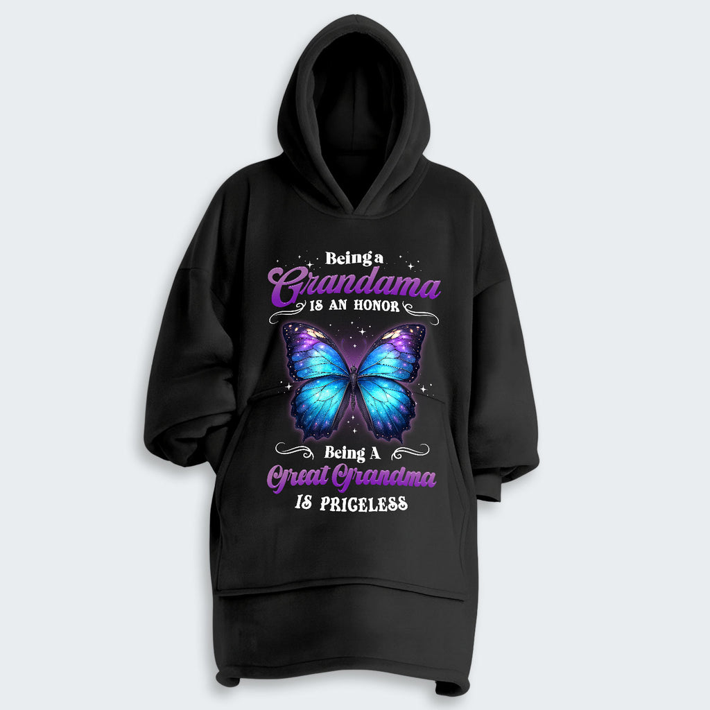 Being A Grandma Is An Honor Being A Great Grandma Is Priceless Hoodie Blanket 090126