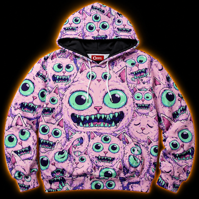 Crosfil House Pets Hoodie — Pastel Goth Monster Cat All-Over Print