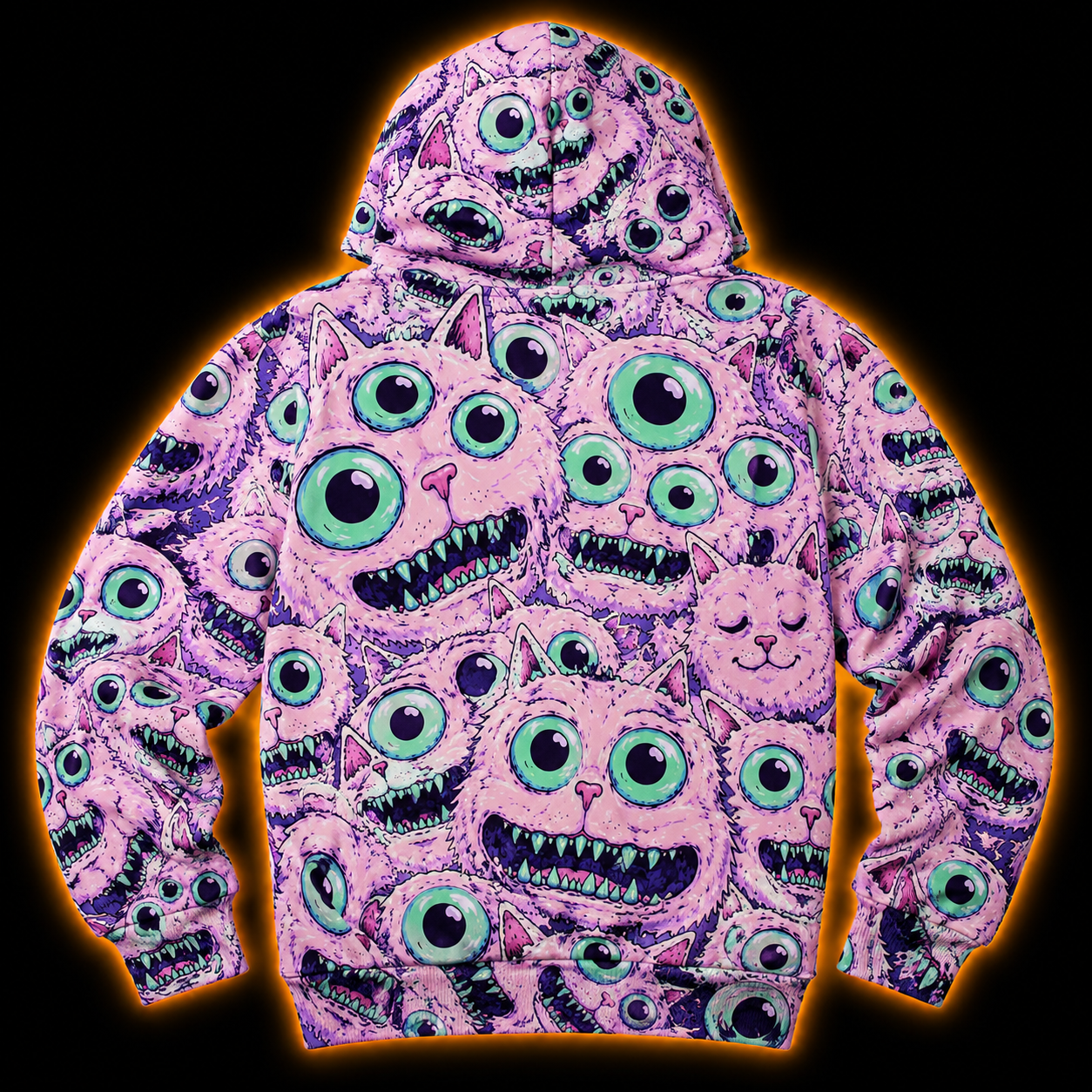 Crosfil House Pets Hoodie — Pastel Goth Monster Cat All-Over Print