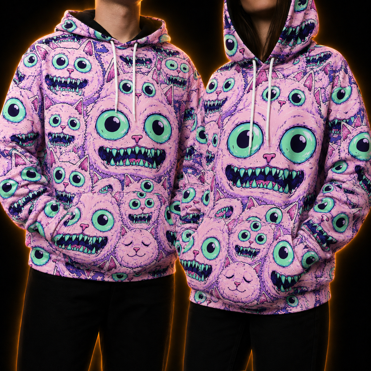 Crosfil House Pets Hoodie — Pastel Goth Monster Cat All-Over Print