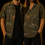Crosfil Last Light Hawaiian Shirt — Bigfoot Hunt Olive Toile Print