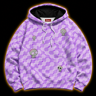 Crosfil Motion Sickness Hoodie — Pastel Alien Optical Illusion Print