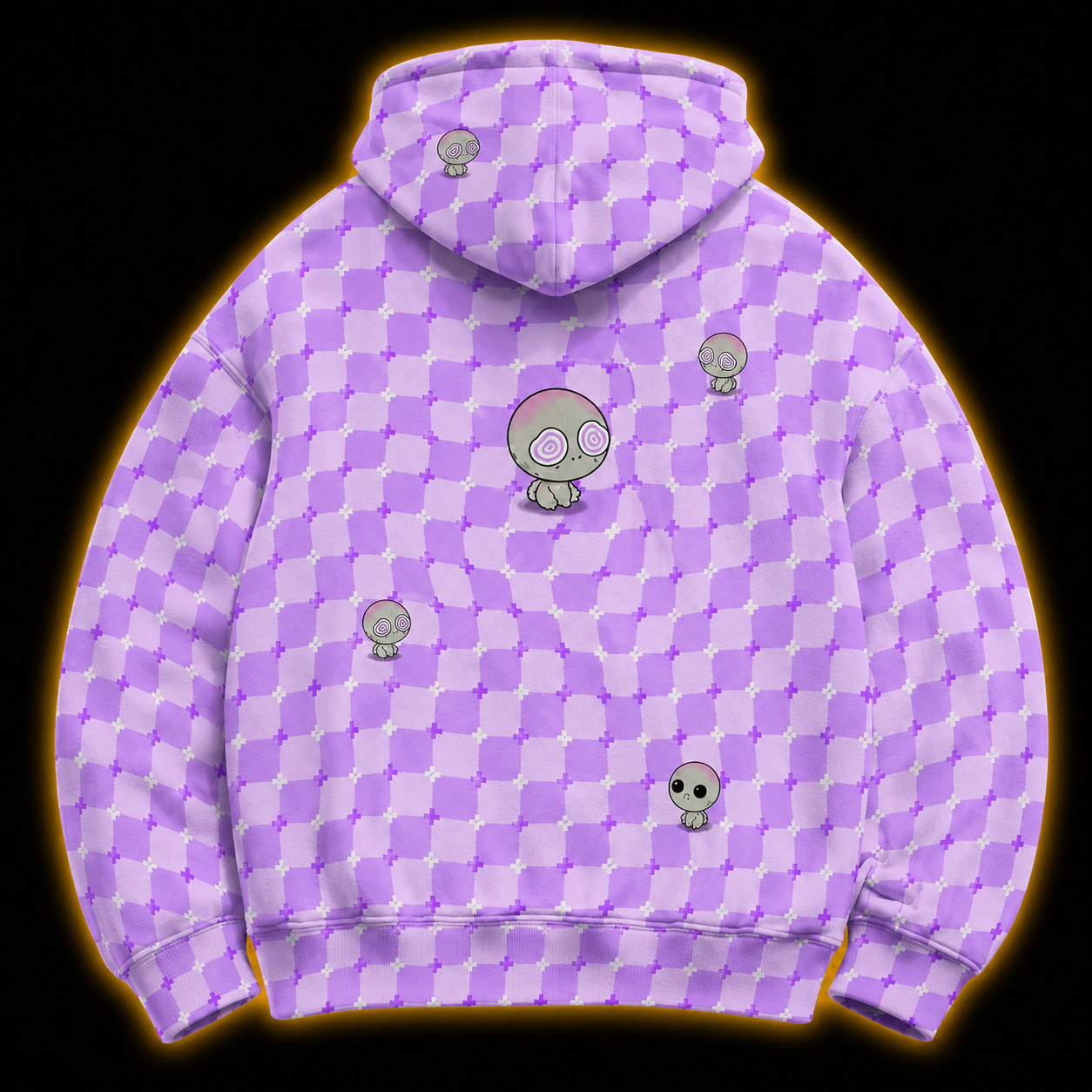 Crosfil Motion Sickness Hoodie — Pastel Alien Optical Illusion Print