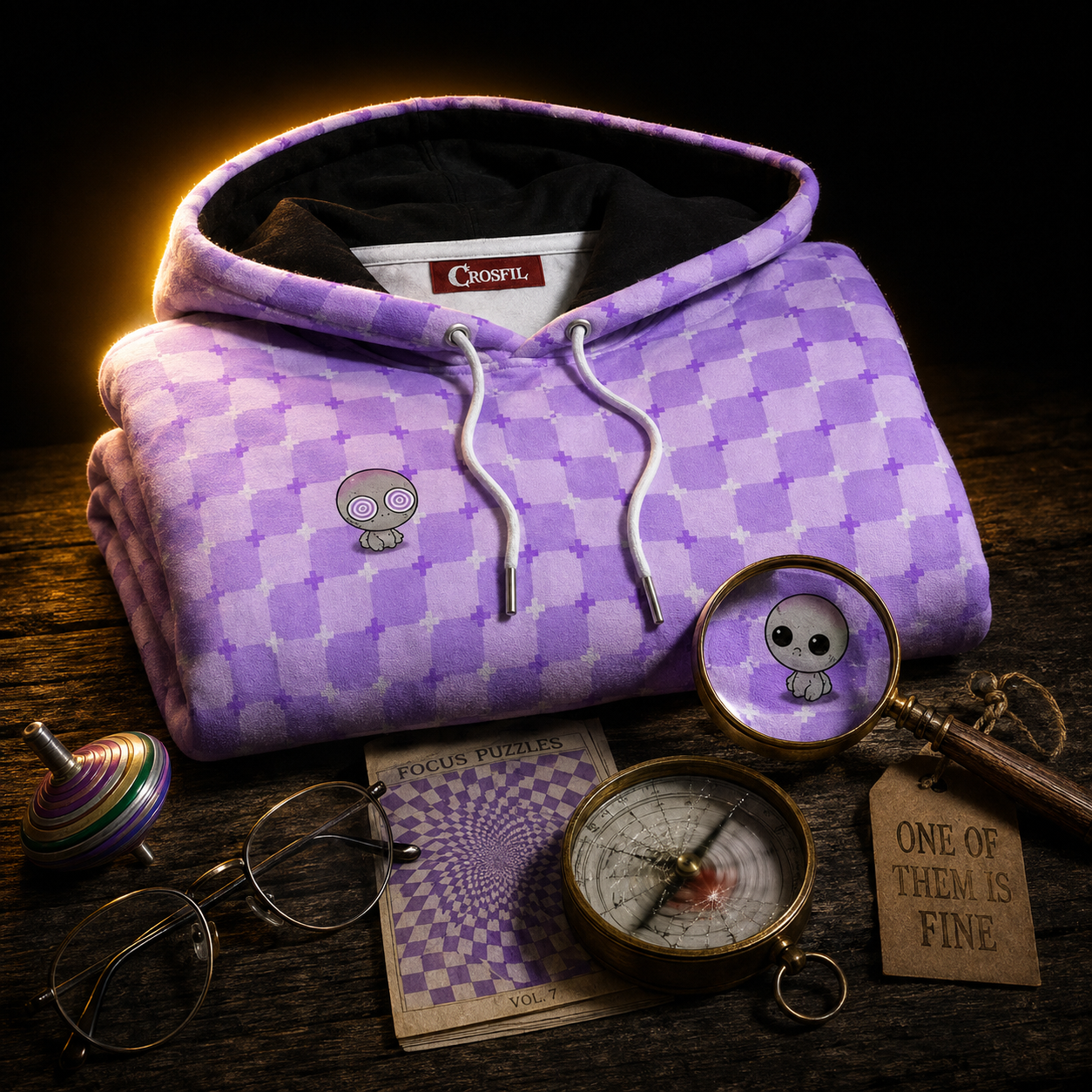 Crosfil Motion Sickness Hoodie — Pastel Alien Optical Illusion Print