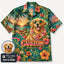 Custom Dog Text Tropical Paradise Hawaiian Shirt — Personalized Hibiscus Hammock Sunset Aloha