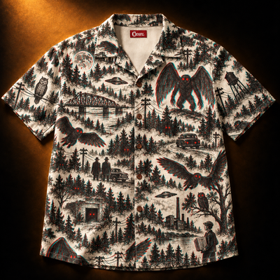 Point Pleasant 1966 Hawaiian Shirt — Mothman Night Toile Print