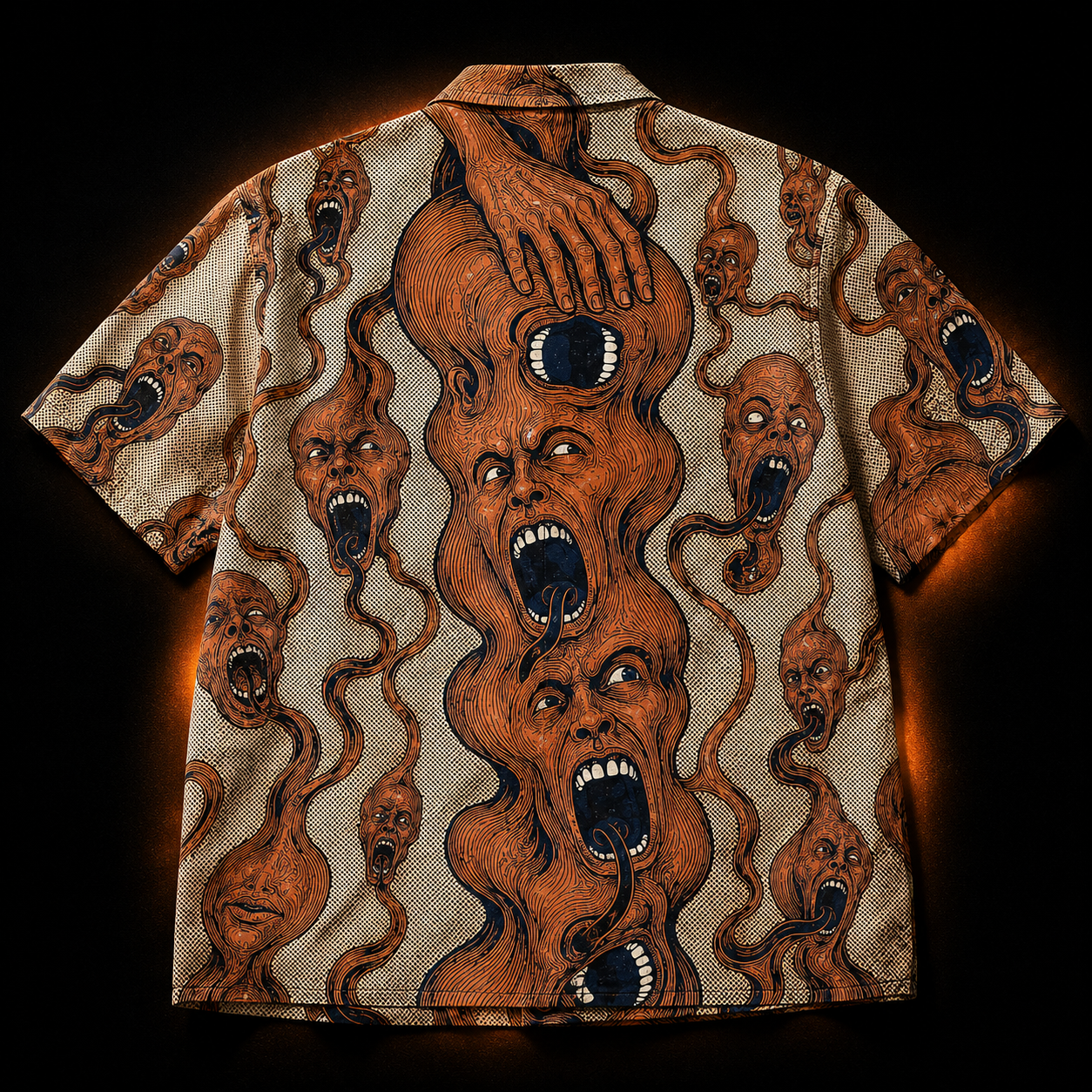 Crosfil Pressure Hawaiian Shirt — Psychedelic Screaming Faces Print