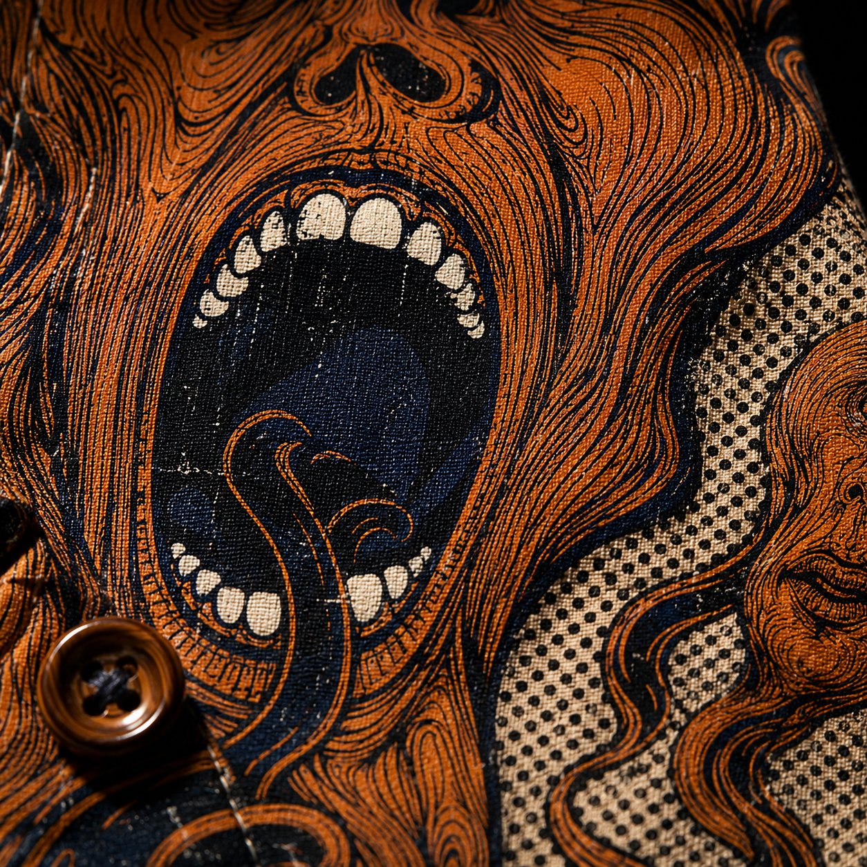 Crosfil Pressure Hawaiian Shirt — Psychedelic Screaming Faces Print