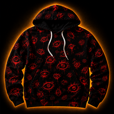Crosfil Witness Hoodie — Red Eyes Gothic Horror All-Over Print