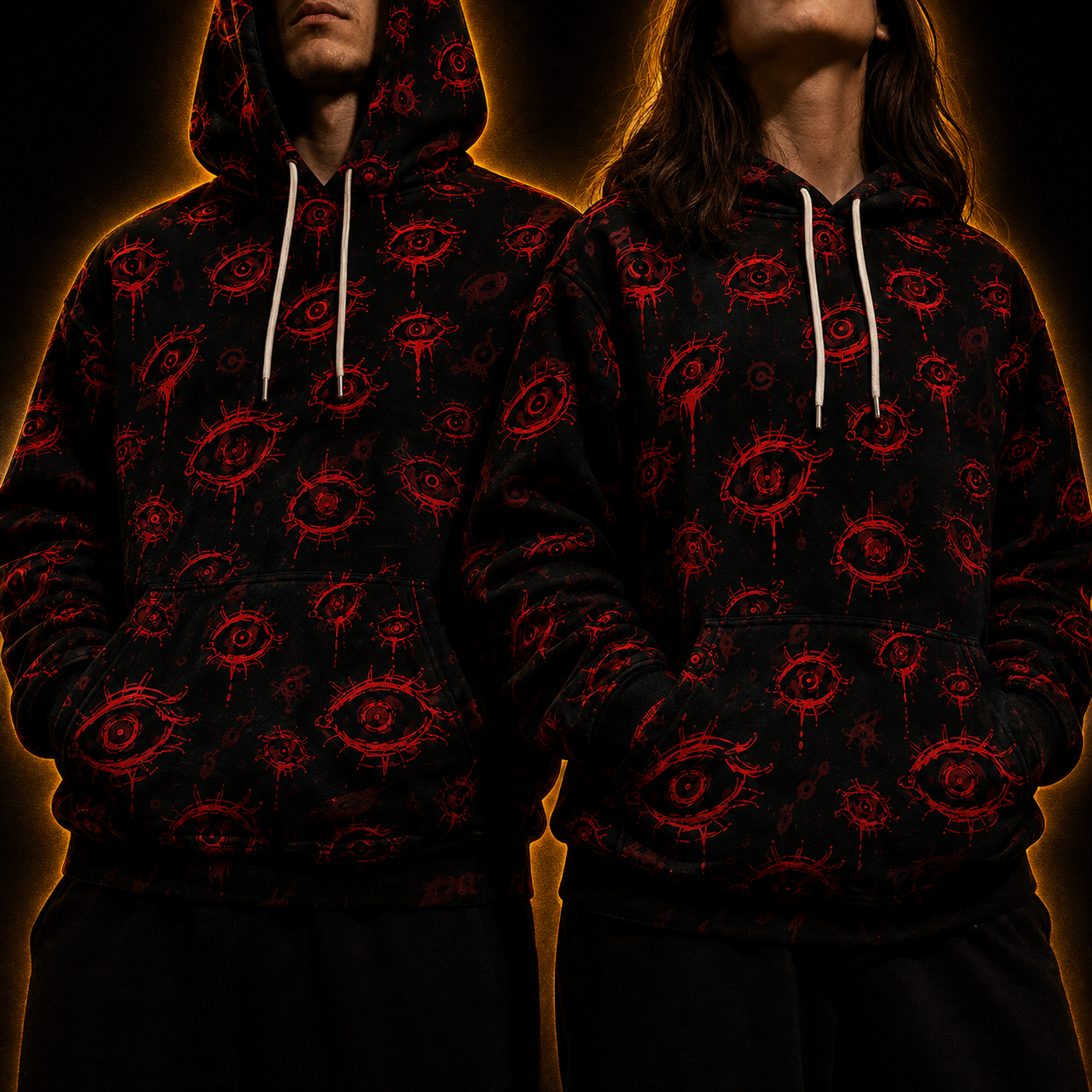 Crosfil Witness Hoodie — Red Eyes Gothic Horror All-Over Print