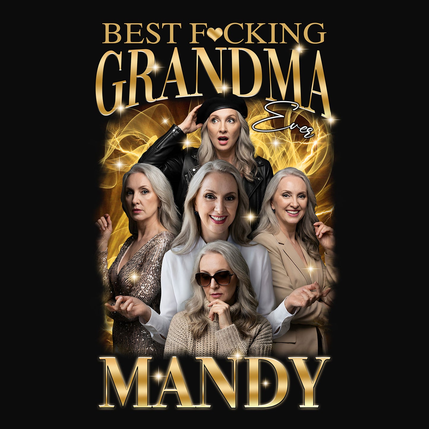 Best F❤️cking Grandma Custom Face Tee