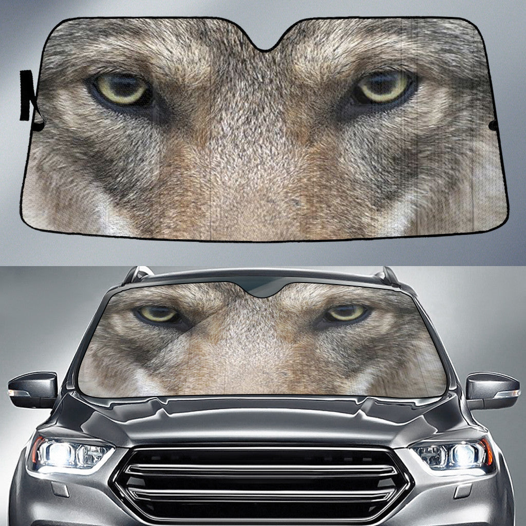 Gray Wolf Eyes Car Sun Shade 94