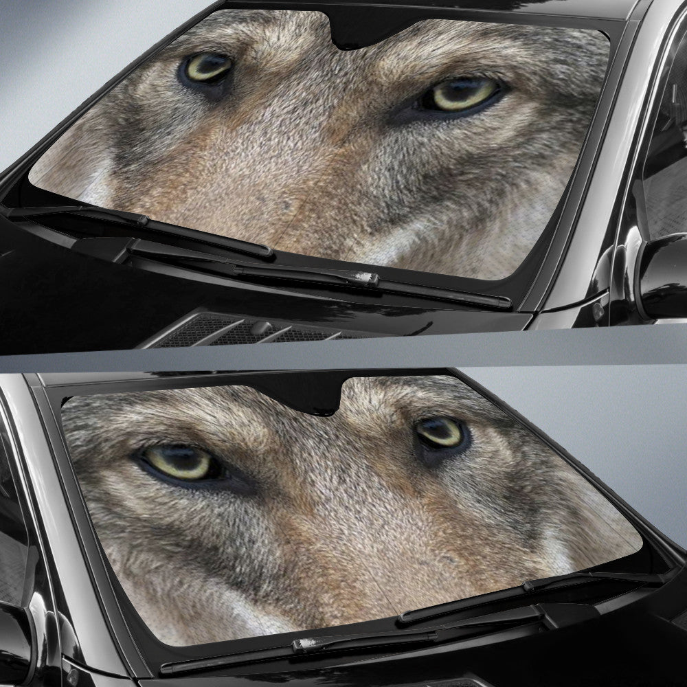 Gray Wolf Eyes Car Sun Shade 94