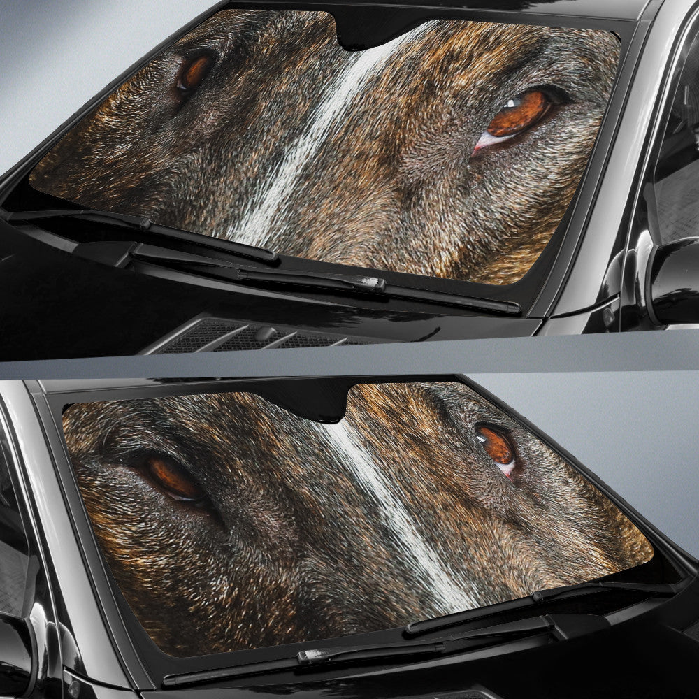 Bull Terrier Brindle Eyes Car Sun Shade 94