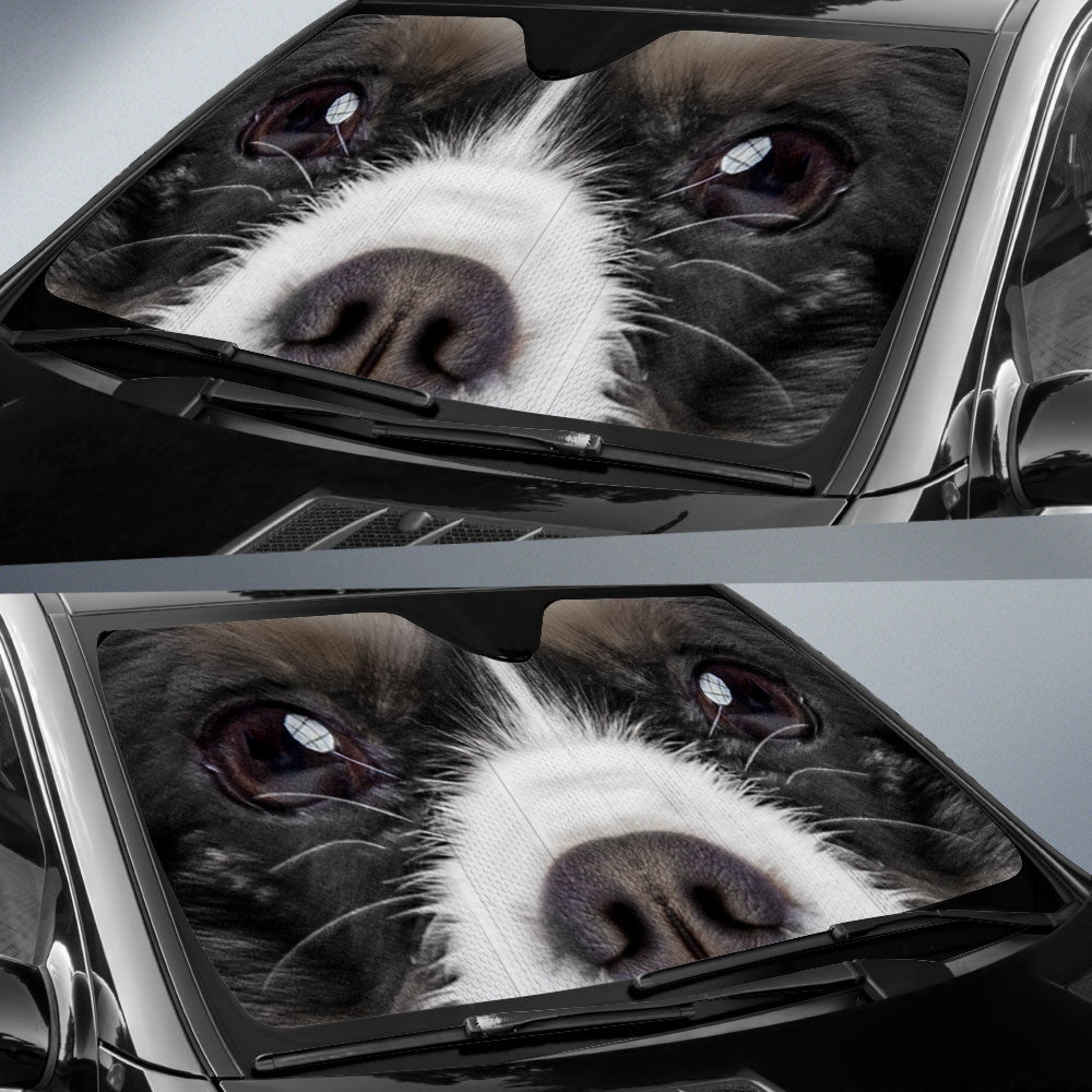 Black And White Cavachon Eyes Car Sun Shade 94