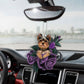 Yorkshire Terrier In Purple Rose Car Hanging Ornament