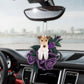 Wire Fox Terrier In Purple Rose Car Hanging Ornament