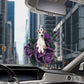 Whippet In Purple Rose Car Hanging Ornament