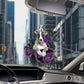 Whippet In Purple Rose Car Hanging Ornament
