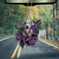 Weimaraner In Purple Rose Car Hanging Ornament