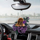 Tibetan Mastiff In Purple Rose Car Hanging Ornament