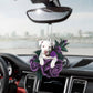 Staffordshire Bull Terrier In Purple Rose Car Hanging Ornament