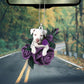 Staffordshire Bull Terrier In Purple Rose Car Hanging Ornament
