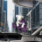 Staffordshire Bull Terrier In Purple Rose Car Hanging Ornament
