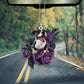 Staffordshire Bull Terrier In Purple Rose Car Hanging Ornament