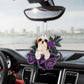 Shih Tzu In Purple Rose Car Hanging Ornament