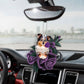 Shetland Sheepdog In Purple Rose Car Hanging Ornament