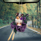 Shetland Sheepdog In Purple Rose Car Hanging Ornament
