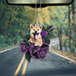 Shiba Inu In Purple Rose Car Hanging Ornament