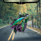 Sea Turtle On Purple Rose Car Hanging Ornament